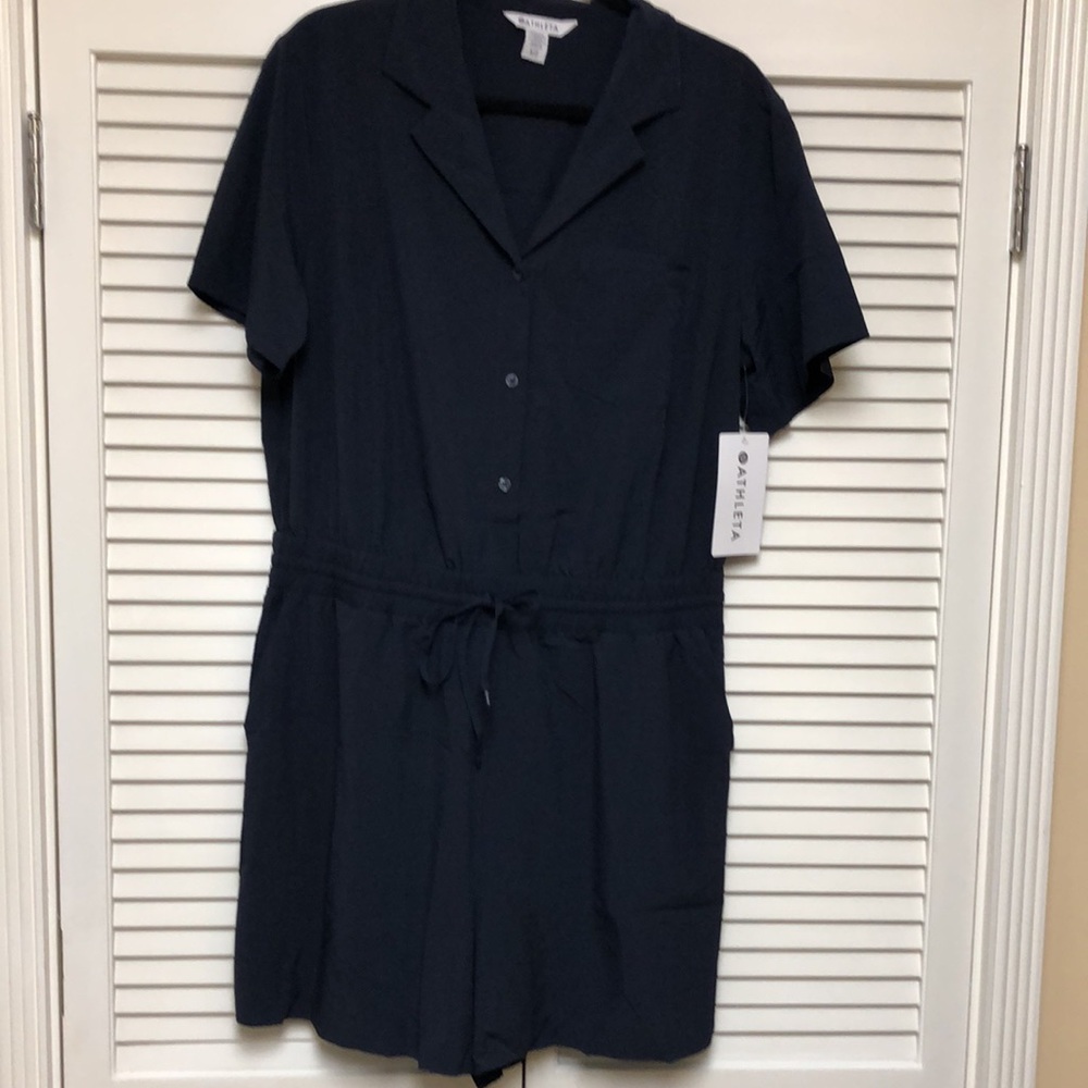 Athleta Navy Women's Avenue Romper, L tall